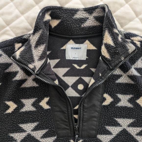 Old Navy Fleece Men's Large Cozy Sherpa Half Zip Mock-Neck Sweatshirt Aztec - Picture 5 of 16